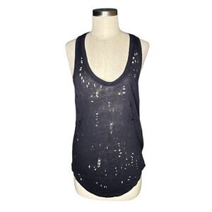 IRO Doris Distressed Holey Linen Tank Top Women's Size Medium Lightweight Washed